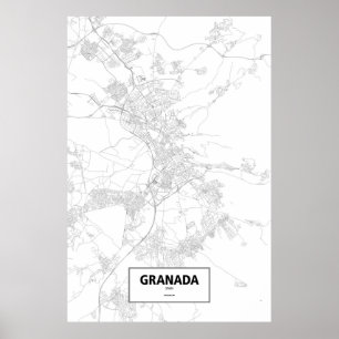 Granada, Spain (black on white) Poster