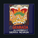 Granada Spain Magnet<br><div class="desc">Vintage Travel poster for Granada, the Alhambra and the Sierra Nevada Mountains in Spain's southern province of Andalusia.</div>