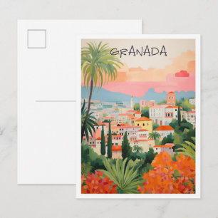 Granada Spain Travel Aesthetic Postcard