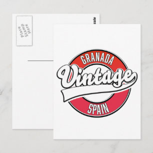 Granada spain vintage style logo postcard