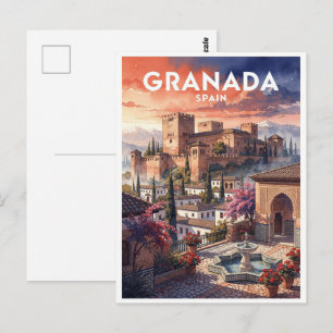 Granada Spain Vintage Travel Postcard