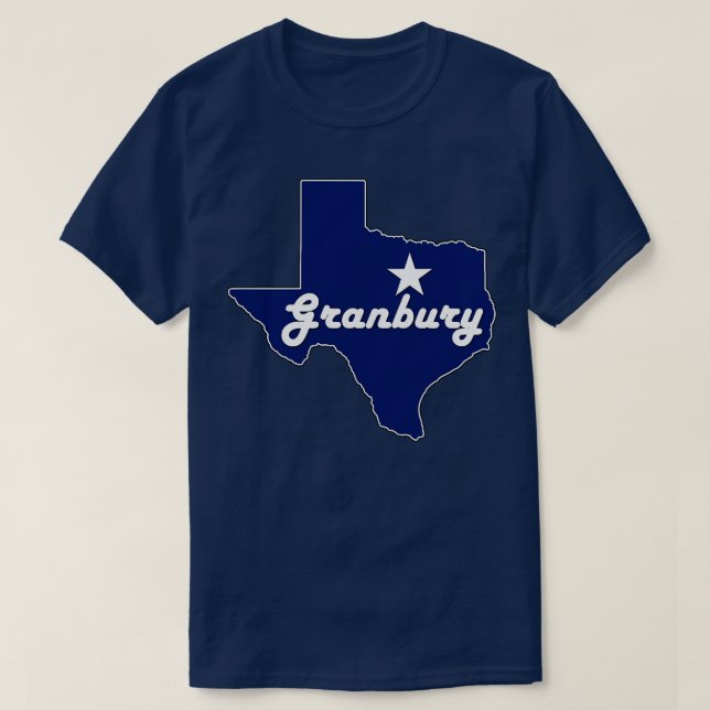 Granbury Texas Navy Blue Lone State Map T-Shirt (Design Front)