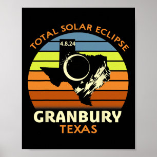 Granbury Texas Total Solar Eclipse 2024 Poster