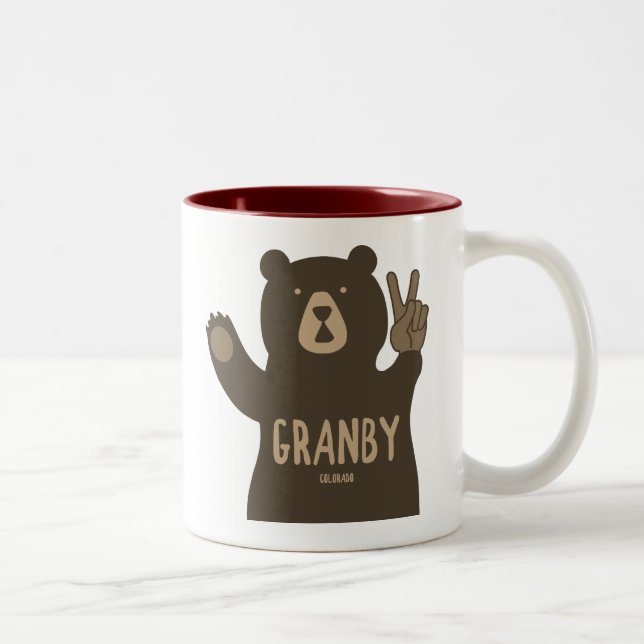 Granby Colorado Peace Bear Two-Tone Coffee Mug (Right)