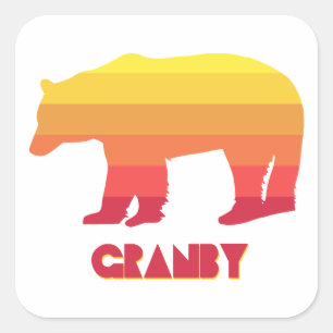 Granby Colorado Rainbow Bear Square Sticker
