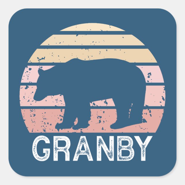Granby Colorado Retro Bear Square Sticker (Front)