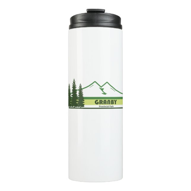 Granby Provincial Park Green Stripes Thermal Tumbler (Front)