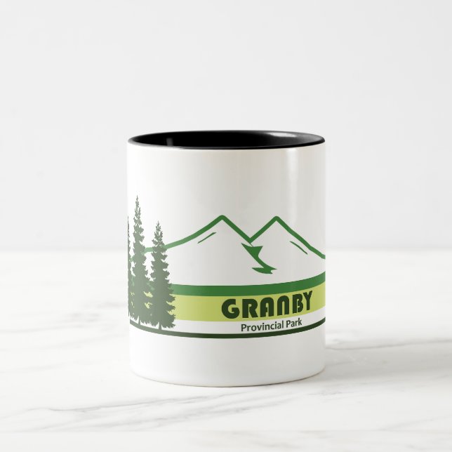 Granby Provincial Park Green Stripes Two-Tone Coffee Mug (Center)