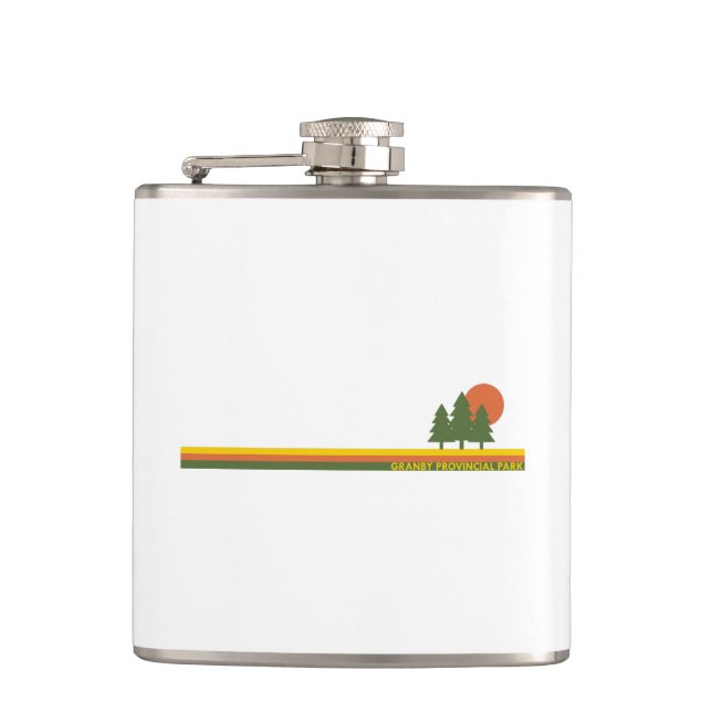 Granby Provincial Park Pine Trees Sun Hip Flask (Front)