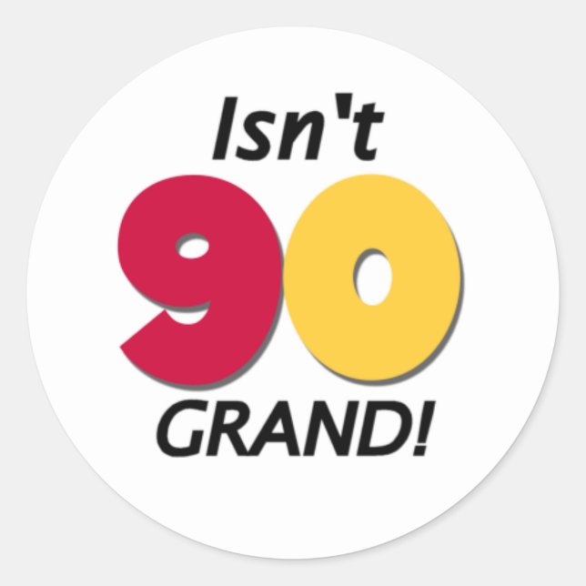 Grand 90th Birthday Classic Round Sticker (Front)