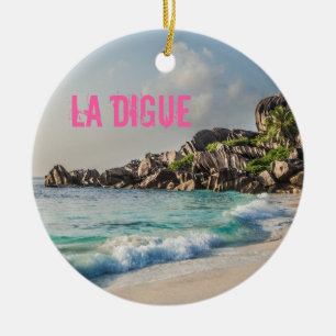 Grand Anse Seychelles La Digue Beach gift Ceramic Ornament