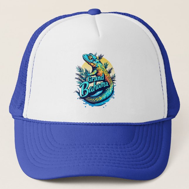 Grand Bahama Caribbean Gecko Trucker Hat (Front)