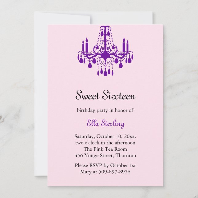 Grand Ballroom Birthday Invitation (purple) (Front)