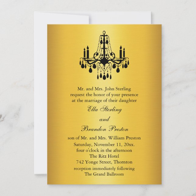 Grand Ballroom Wedding Invitation 2 (gold & black) (Front)