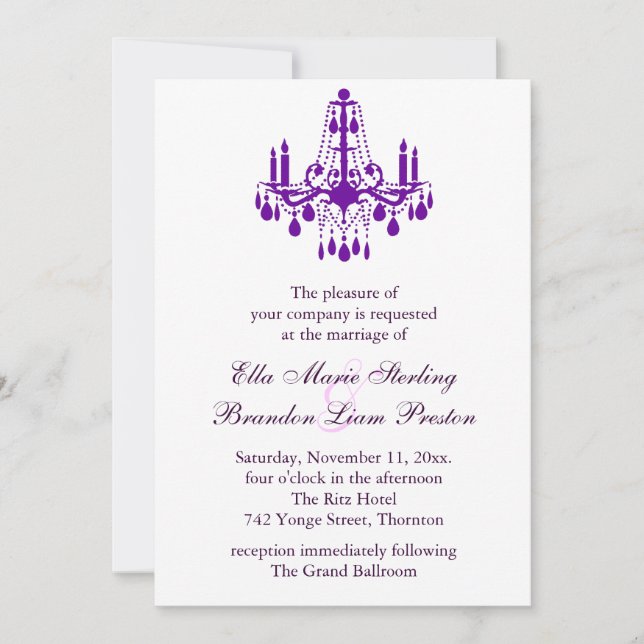 Grand Ballroom Wedding Invitation 2 (purple) (Front)