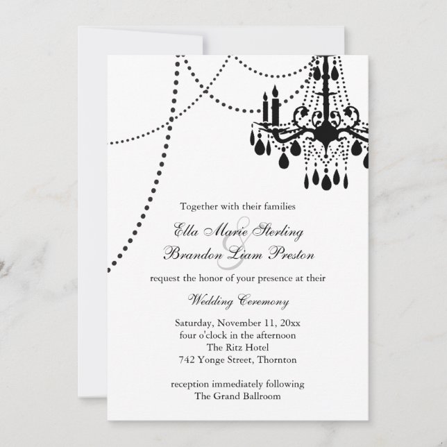 Grand Ballroom Wedding Invitation 3 (white) (Front)