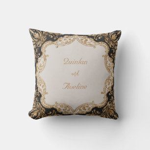Grand Baroque Gold Glitter Black Luxury Wedding Cushion