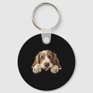Grand Basset Griffon Vendeen Dog Mum Dad Peeking Key Ring