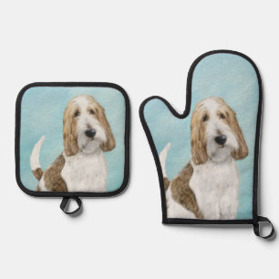 Grand Basset Griffon Vendeen GBGV Original Dog Art Oven Mitt & Pot Holder Set