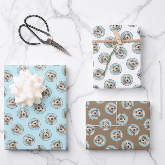 Grand Basset Griffon Vendeen GBGV Original Dog Art Wrapping Paper Sheet (Front)