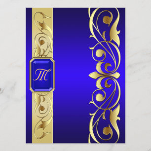 Grand Blue Jewel Gold And Blue Invitation