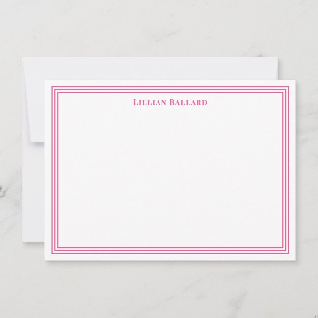 Grand Border Bright Pink Note Card (Front)