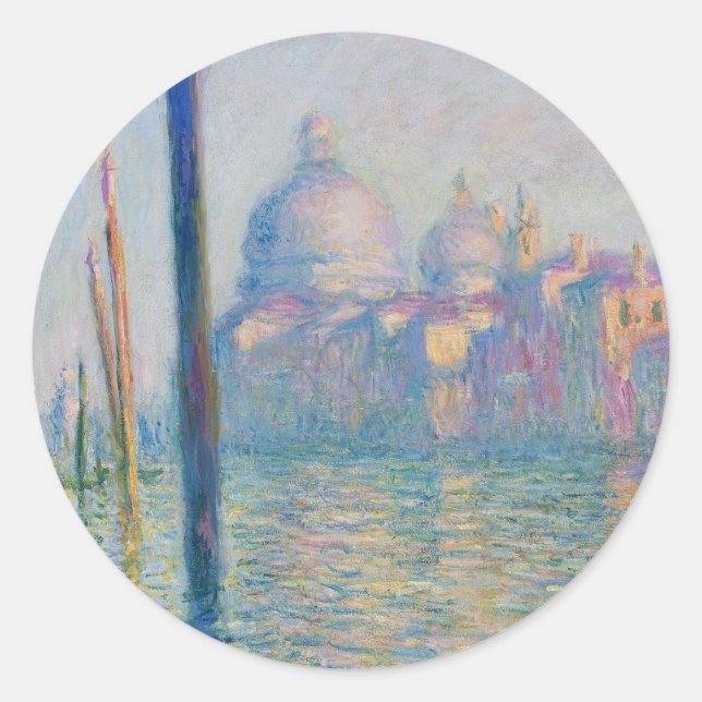 Grand Canal Monet Venice Italy Classic Painting Classic Round Sticker (Front)