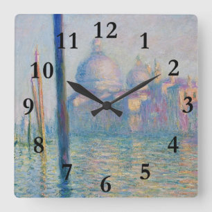 Grand Canal Monet Venice Italy Classic Painting Square Wall Clock