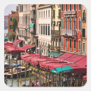 Grand Canal of Venice Italy with gondola boats Square Sticker