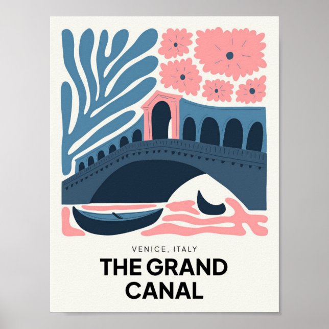 Grand Canal Venice Italy abstract travel floral Poster (Front)