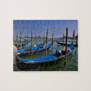 Grand Canal water with gondalo boats lined up Jigsaw Puzzle