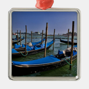 Grand Canal water with gondalo boats lined up Metal Tree Decoration