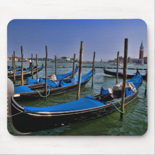 Grand Canal water with gondalo boats lined up Mouse Pad