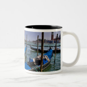 Grand Canal water with gondalo boats lined up Two-Tone Coffee Mug