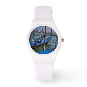 Grand Canal water with gondalo boats lined up Watch