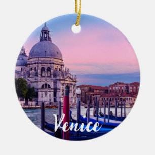 Grand Canal with gondolas and church in Venice Ceramic Ornament