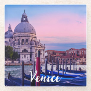 Grand Canal with gondolas and church in Venice Glass Coaster