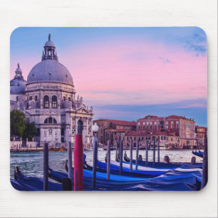 Grand Canal with gondolas and church in Venice Mouse Pad
