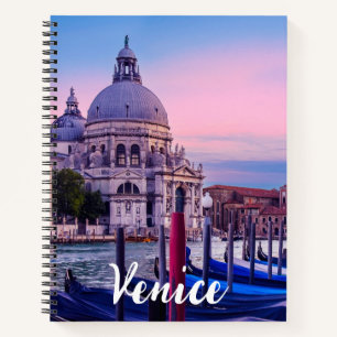 Grand Canal with gondolas and church in Venice Notebook