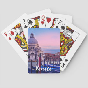 Grand Canal with gondolas and church in Venice Playing Cards