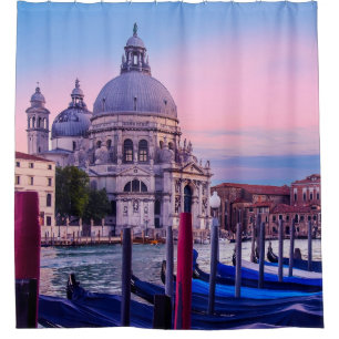 Grand Canal with gondolas and church in Venice Shower Curtain