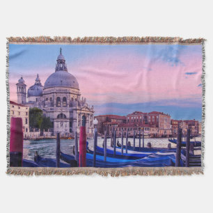 Grand Canal with gondolas and church in Venice Throw Blanket