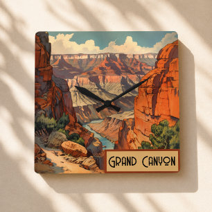 Grand Canyon Adventure Home Decor Square Wall Clock