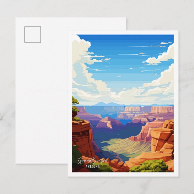 Grand Canyon Arizona Vintage Travel Illustration Postcard (Front/Back)