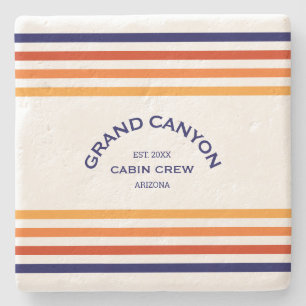 Grand Canyon Cabin Club Custom Crest Park Stripe Stone Coaster