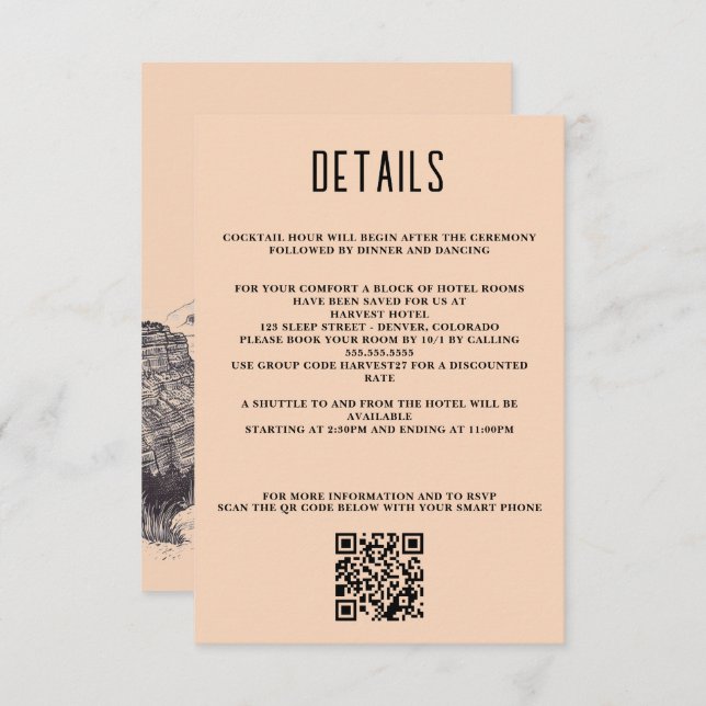 Grand Canyon Couple QR Code and Details Enclosure Card (Front/Back)