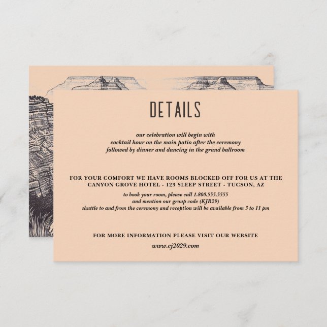 Grand Canyon Couple Wedding Enclosure Card (Front/Back)