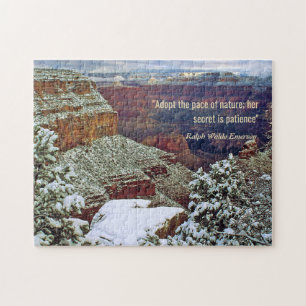 Grand Canyon in Winter with Emerson Quote Jigsaw Puzzle