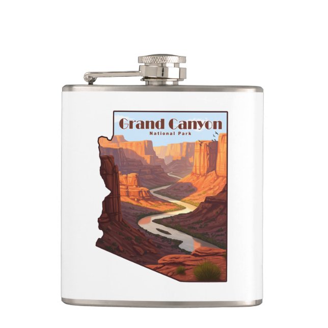 Grand Canyon National Park Arizona Map Hip Flask (Front)