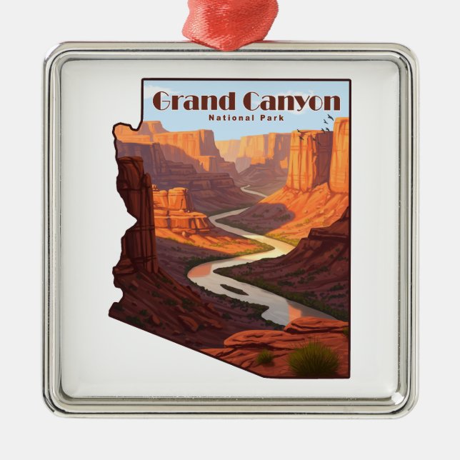 Grand Canyon National Park Arizona Map Metal Ornament (Front)
